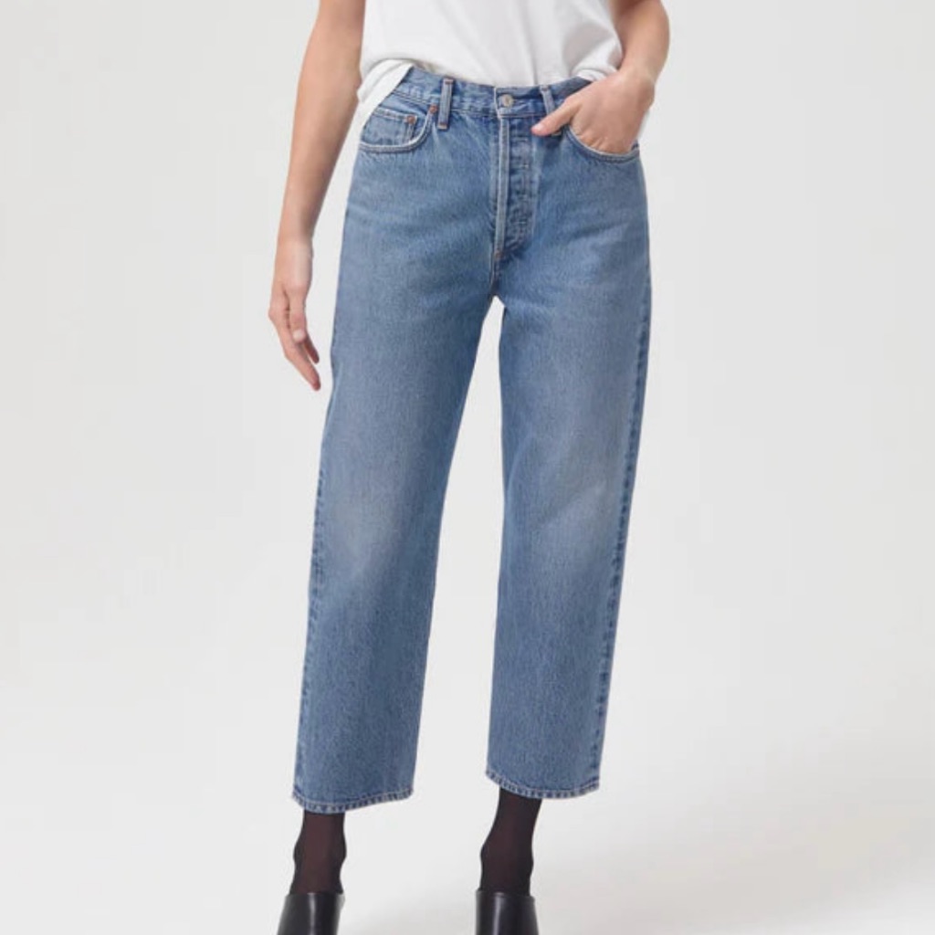 Agolde High-Rise Straight Leg Jeans In Light Blue Wash